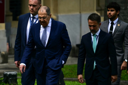 Russia's Foreign Minister Sergei Lavrov attended a meeting of ministers from the BRICS grouping in Rio de Janeiro - Pablo PORCIUNCULA