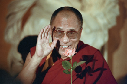 The Dalai Lama, who turns 90 on July 6, pictured in Paris in 1989 - Pascal GEORGE (AFP)