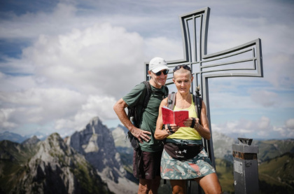 Patrick and Cathy, both 58, met through Mountain Tinder -- messages left in a red notebook on a Swiss Alps summit - GABRIEL MONNET (AFP)