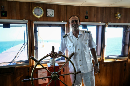 Ekrem Ozcelik captains the Pasabahce ferry, the flagship of operator Sehir Hatlari's 30 vessels - KEMAL ASLAN (AFP)