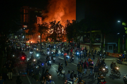 Southeast Asia's biggest economy was rocked by protests in major cities after footage spread of a motorcycle taxi driver being run over - Juni KRISWANTO (AFP)