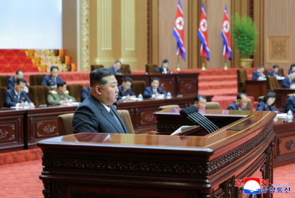 North Korean leader Kim Jong Un delivers a speech to the country's rubber-stamp parliament - STR (AFP)