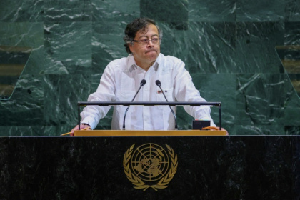 Colombian president Gustavo Petro speaks at the United Nations General Assembly in New York City on September 23, 2025 - Leonardo MUNOZ (AFP)