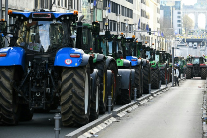 Hundreds of tractors clogged the streets of central Brussels Thursday morning with many more expected - NICOLAS TUCAT (AFP)