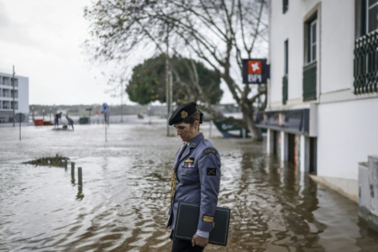 In Alcacer do Sal, south of Lisbon, the Sado river burst its banks and flooded the town centre - PATRICIA DE MELO MOREIRA (AFP)