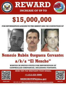 Handout photo published by the US State Department on December 4, 2024, showing a reward poster for the powerful Mexican drug cartel leader Nemesio Oseguera - - (AFP)