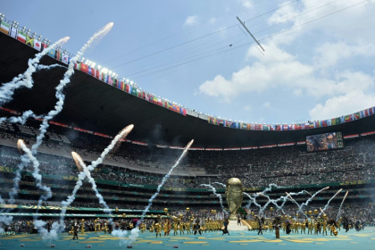 Artists perform at the Estadio Azteca before the opening game of the World Cup - YURI CORTEZ (AFP)