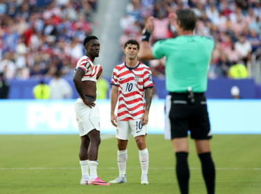 US striker Folarin Balogun received a red card for a foul on Tarik Muharemovic of Bosnia and Herzegovina - Charlotte Wilson (AFP)