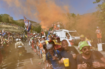 Dutch Corner on Alpe d'Huez is known for it's orande-clad, booze-fuelled party atmosphere - JEFF PACHOUD (AFP)