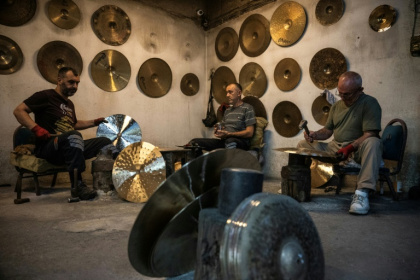 Cymbals were used by Ottoman military 'mehter' bands to frighten and demoralise the enemy - Ozan KOSE (AFP)