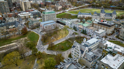Aerial view of the McGill University campus in Montreal, one of several Canadian universities looking to attract US talent - Sebastien ST-JEAN (AFP)